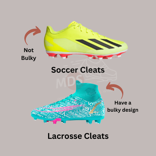 Lacrosse-cleats-can-be-bulkier-than-soccer-ones